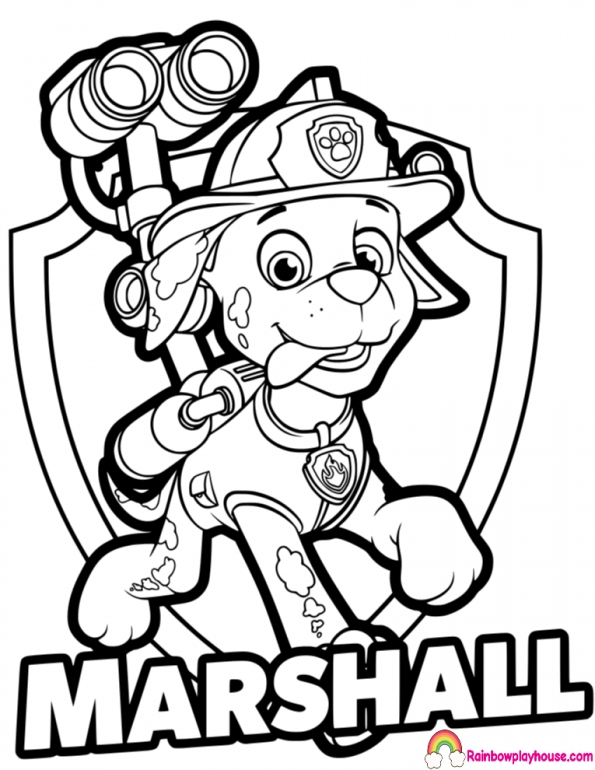 595x770 Marshall Paw Patrol Coloring Page Paw Patrol Marshall Badge