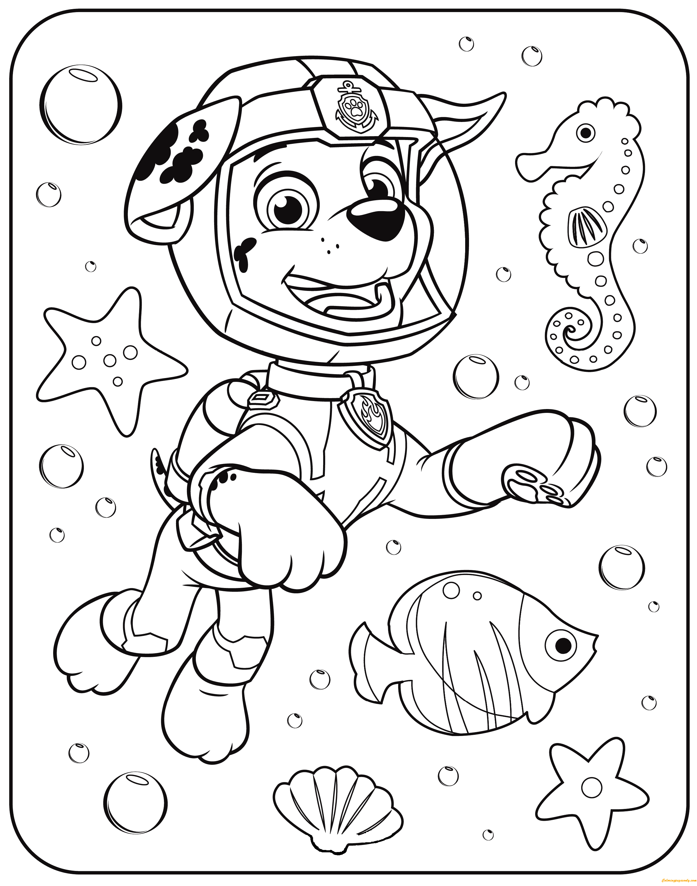 2360x3000 Paw Patrol Marshall Underwater Coloring Page