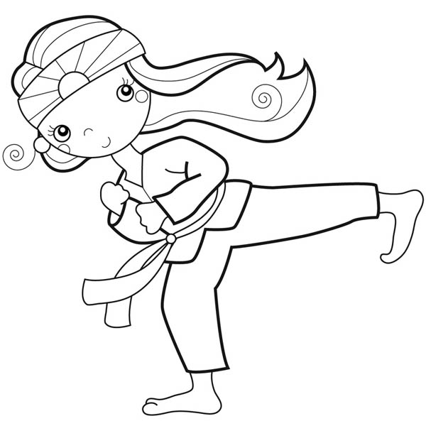 600x600 Karate Kid Doing Palm Heel Kick Coloring Page Karate