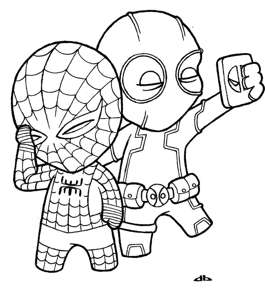 Best Chibi Spiderman With Deadpool Coloring Pages Free 3570 853x936 Best Chibi Spiderman With Deadpool Coloring Pages Free 3570
