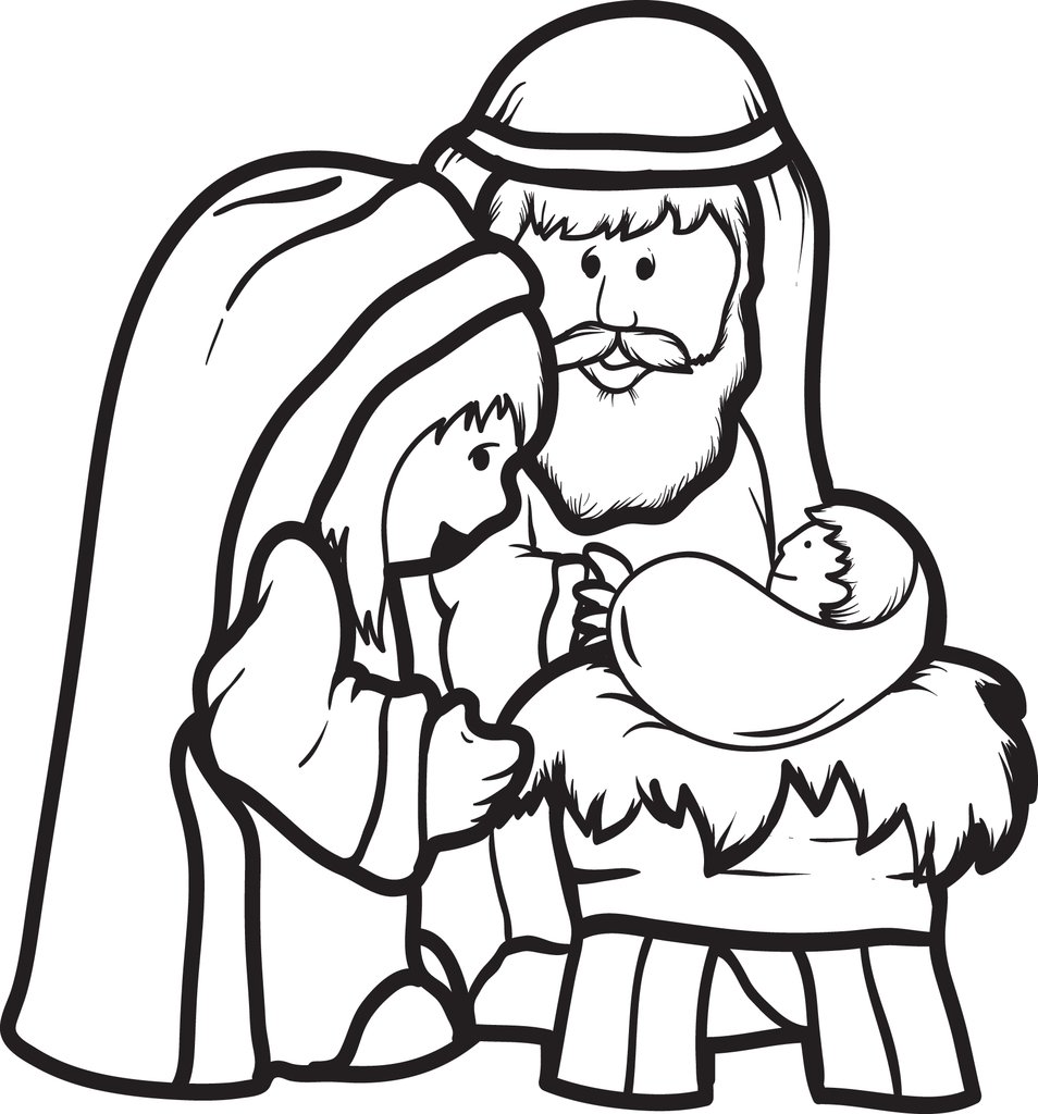 954x1024 Free Printable Mary, Joseph, Amp Baby Jesus Coloring Page For Kids