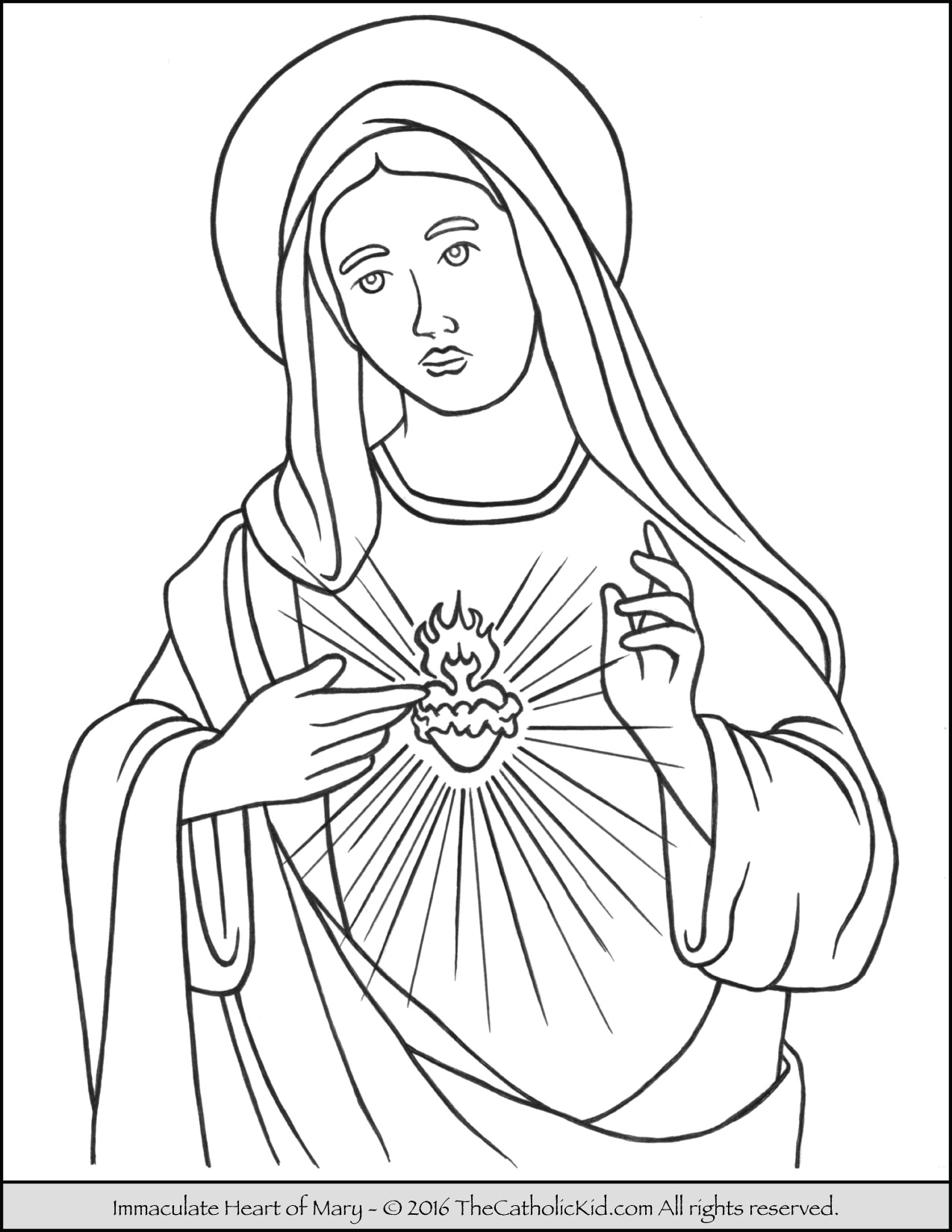 1275x1650 Immaculate Heart Of Mary Coloring Page