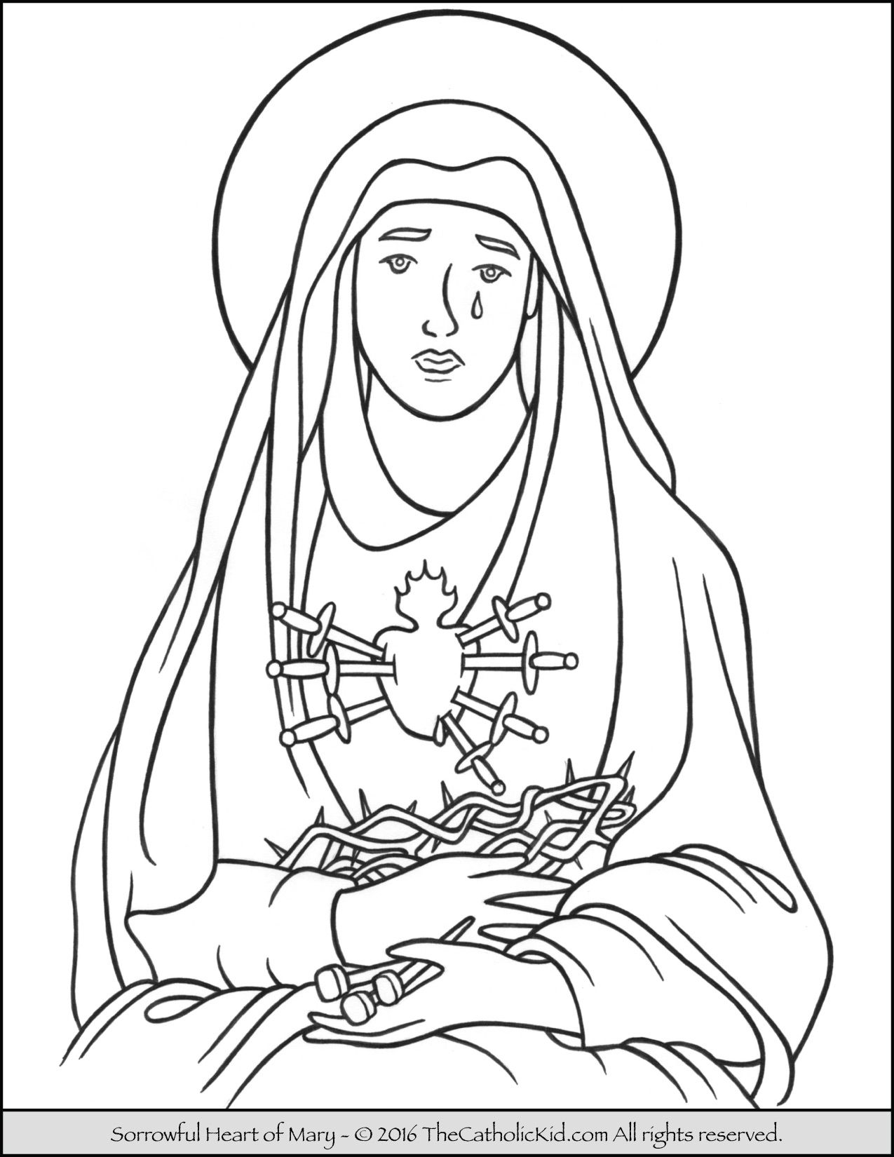 1275x1650 Sorrowful Heart Of Mary Coloring Page Catholic Coloring Pages