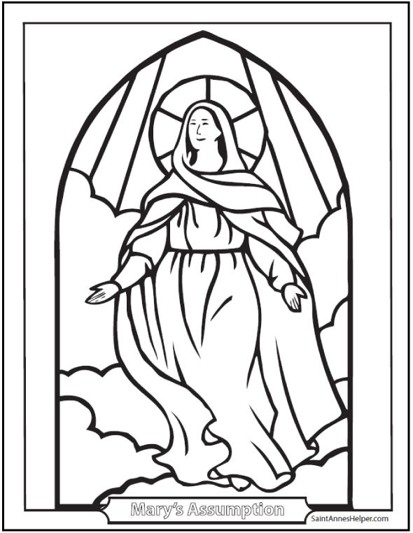 590x762 Assumption Coloring Picture Of Mary