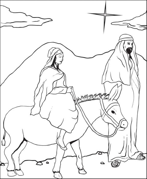 575x700 Cartoon Mary Joseph And The Donkey Lds Coloring Page