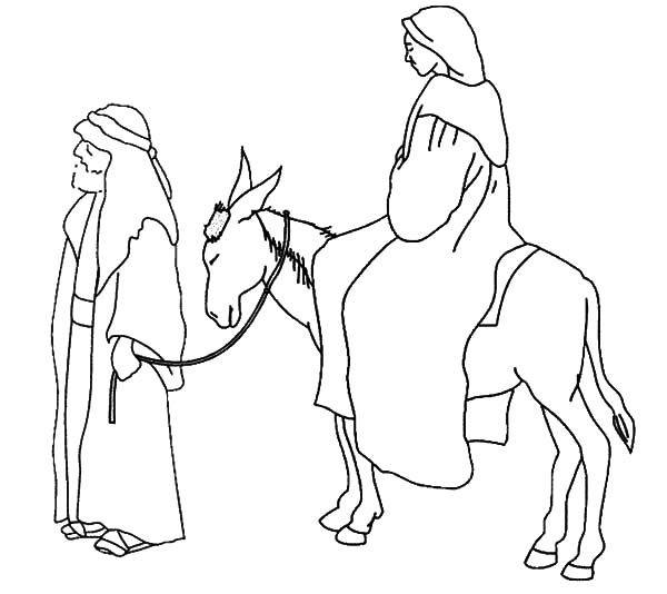 600x534 Joseph And Mary And The Donkey Expecting Birth Of Jesus Coloring
