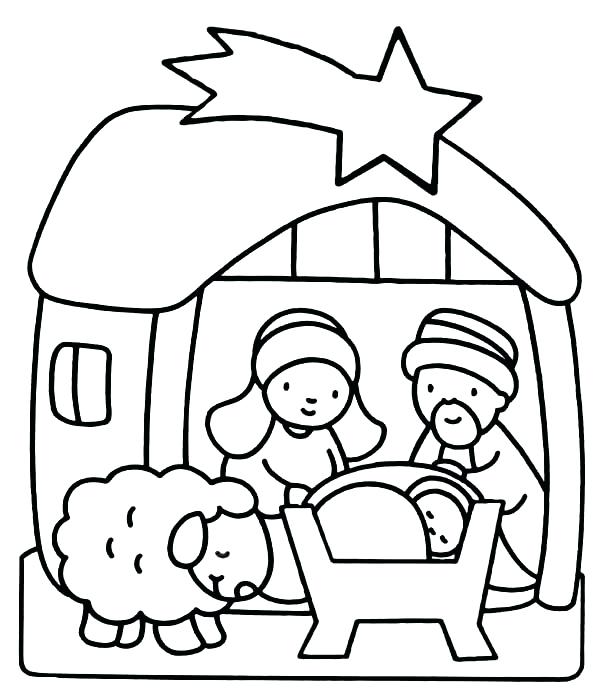 600x699 4706 Cartoon Mary Joseph Baby Jesus Coloring Page For Baby Jesus