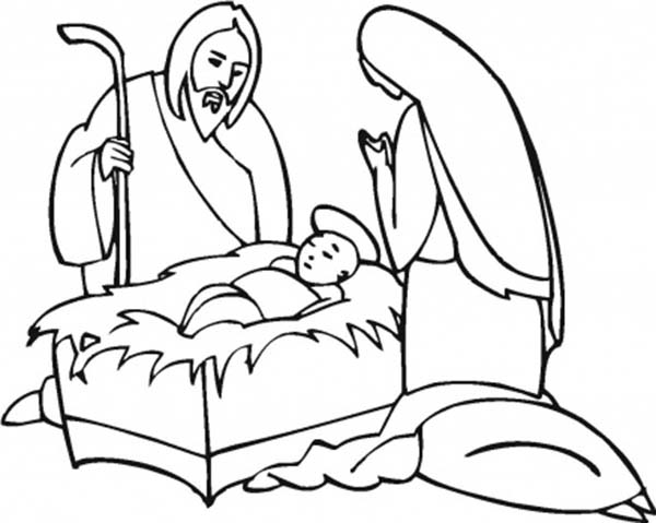 600x479 Mary Joseph And Jesus Drawing