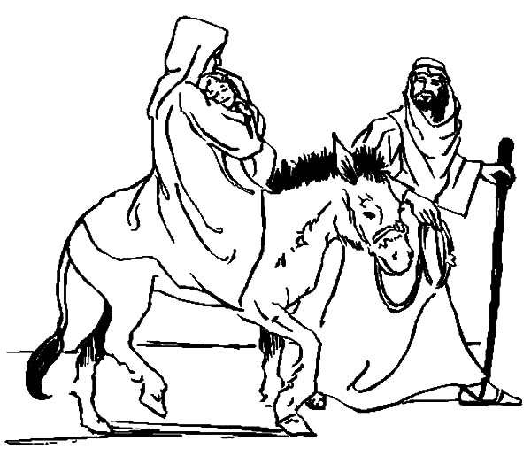 Mary Carrying Baby Jesus With Joseph And The Donkey Coloring Pages 600x524 Mary Carrying Baby Jesus With Joseph And The Donkey Coloring Pages