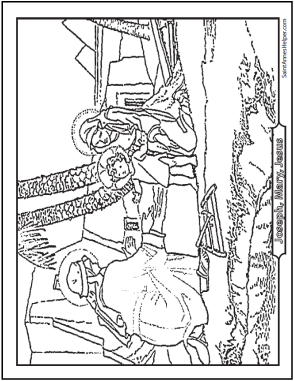 Baby Jesus Coloring Page Home With Joseph And Mary 590x762 Baby Jesus Coloring Page Home With Joseph And Mary