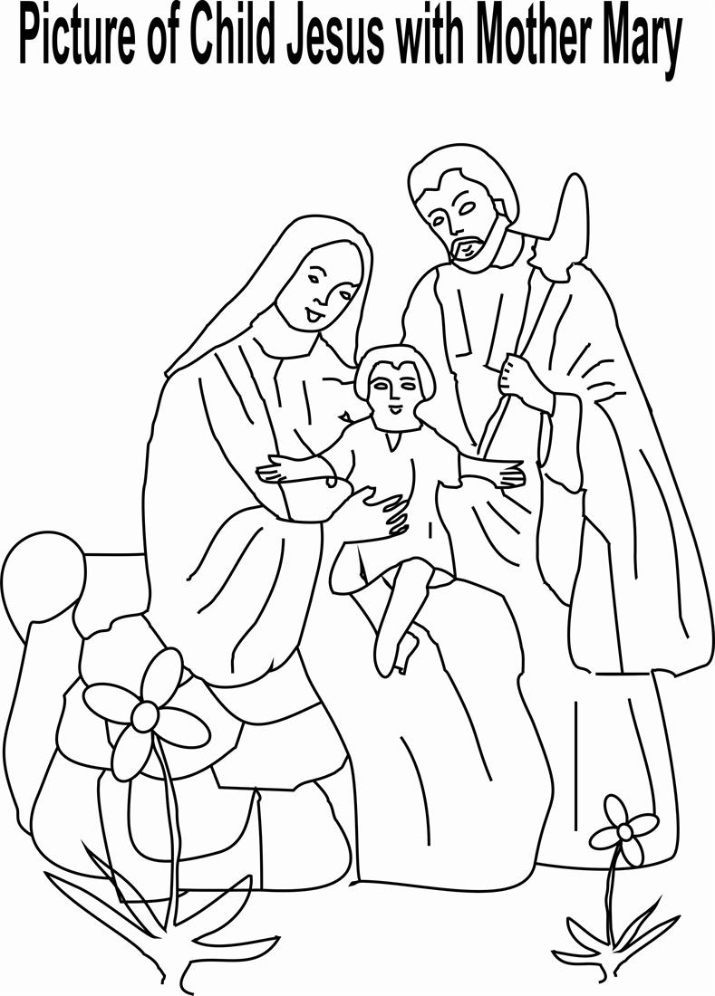 789x1100 Child Jesus With Mother Mary Coloring Page