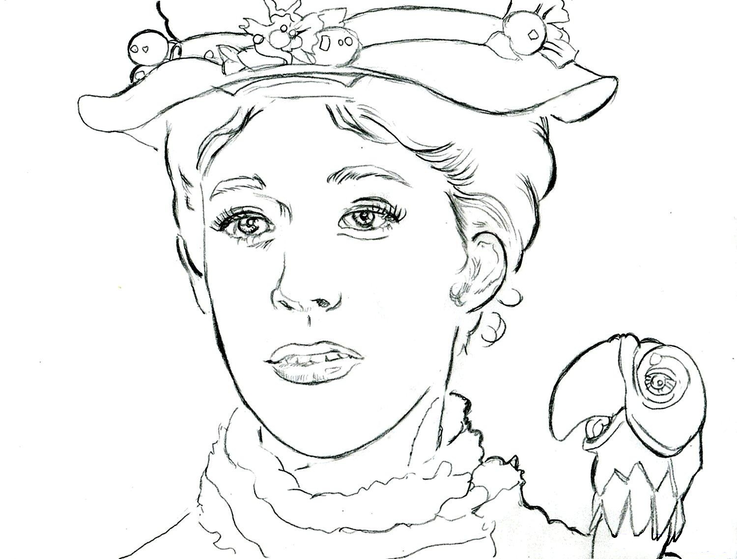 Mary Poppins Coloring Pages 1500x1137 Mary Poppins Coloring Pages