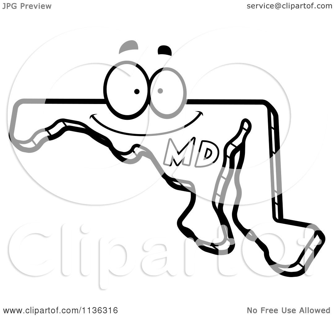 1080x1024 Cartoon Clipart Of An Outlined Happy Maryland State Character