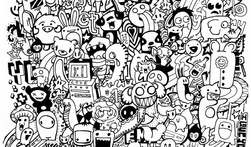 Printable Doodle Art Doodle Mash Up Coloring Page Free Printable 1024x600 Printable Doodle Art Doodle Mash Up Coloring Page Free Printable