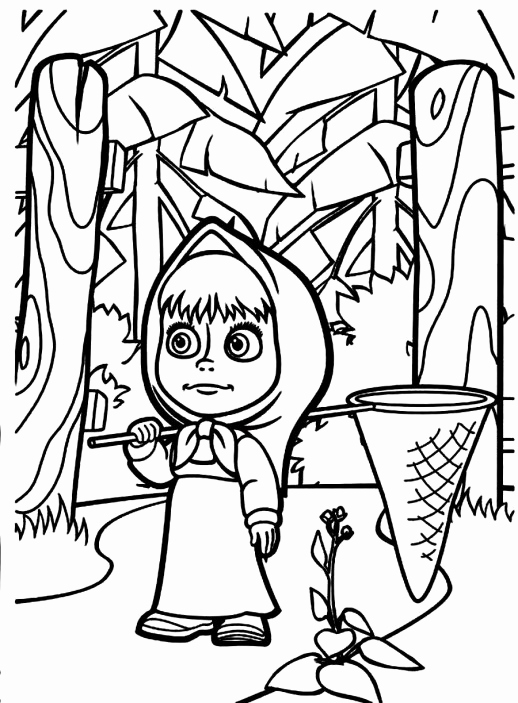 518x703 Masha Coloring Pages Gallery Masha Is Going To Catch Butterfly
