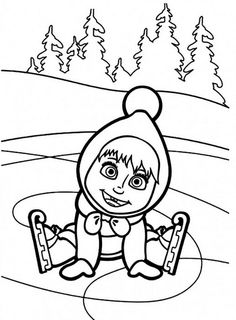 236x320 Masha And Bear Fish Coloring Pages For Kids Printable Free