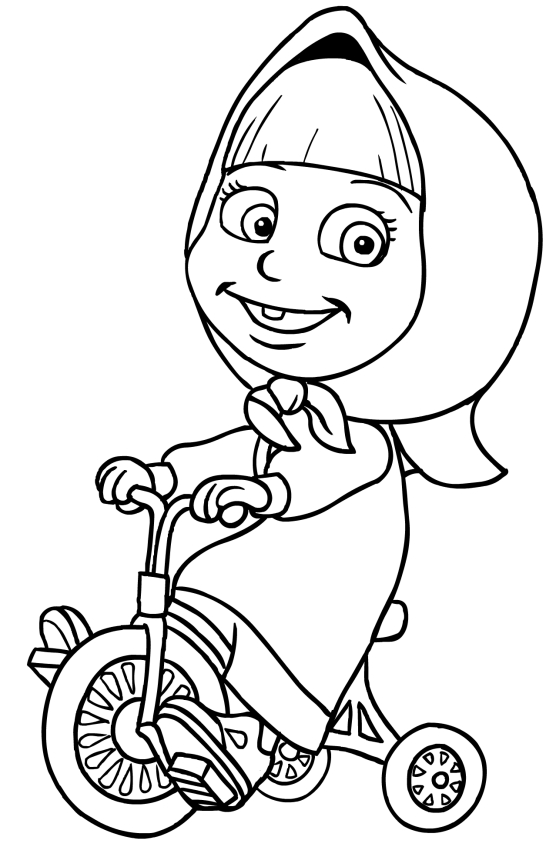 556x850 Masha On Tricycle Coloring Page Printable