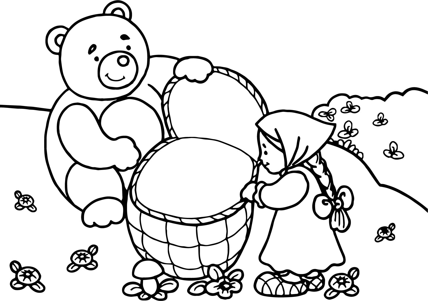1763x1238 Mawa Kawa Masha And Bear Forest Coloring Page Wecoloringpage