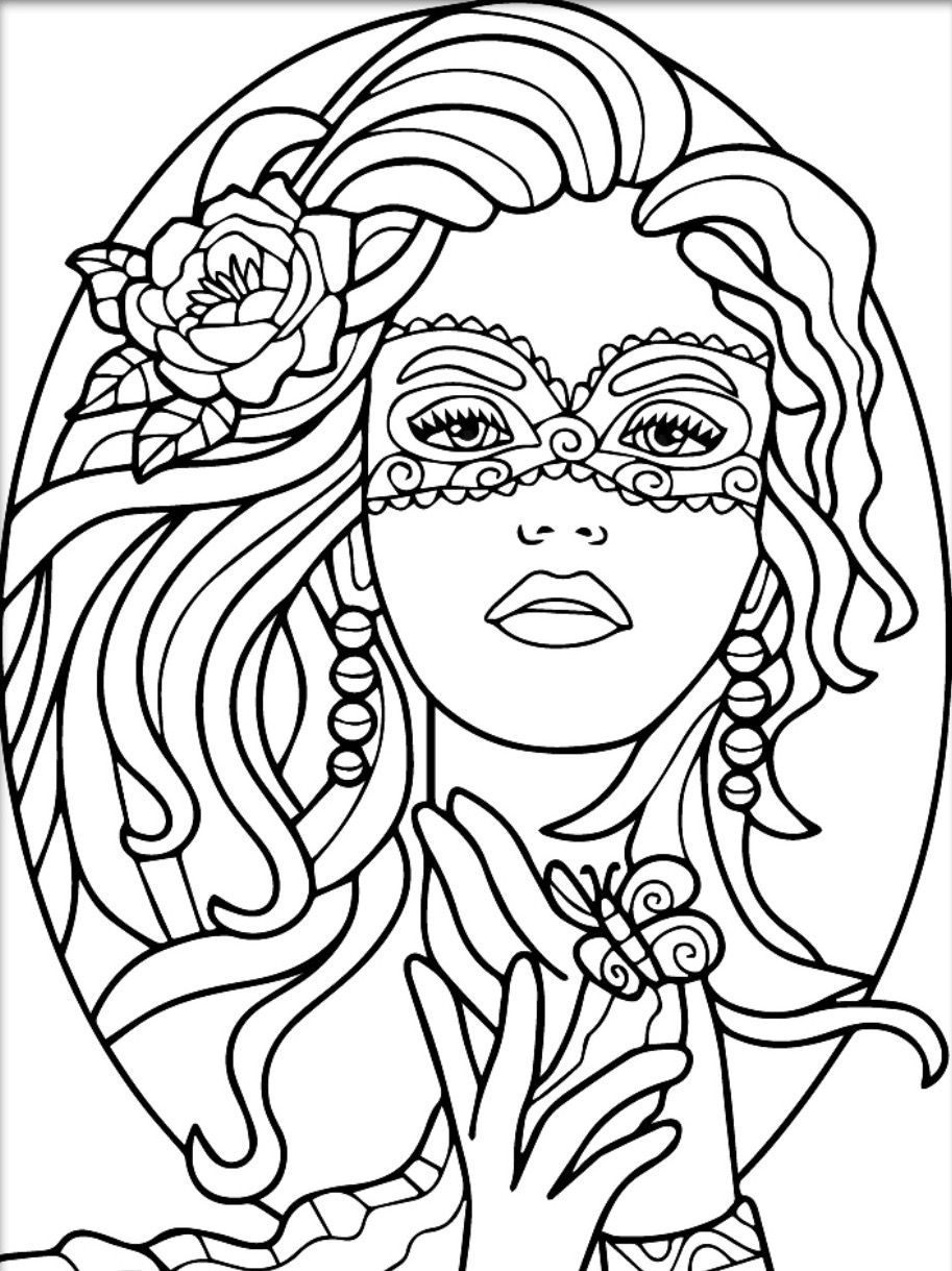 913x1219 Masquerade Colouring Page Beautiful Women Coloring Pages