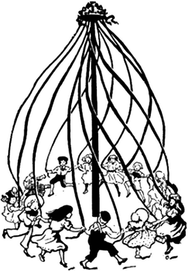 600x865 People Maypole Dance On May Day Coloring Pages Best Place To Color