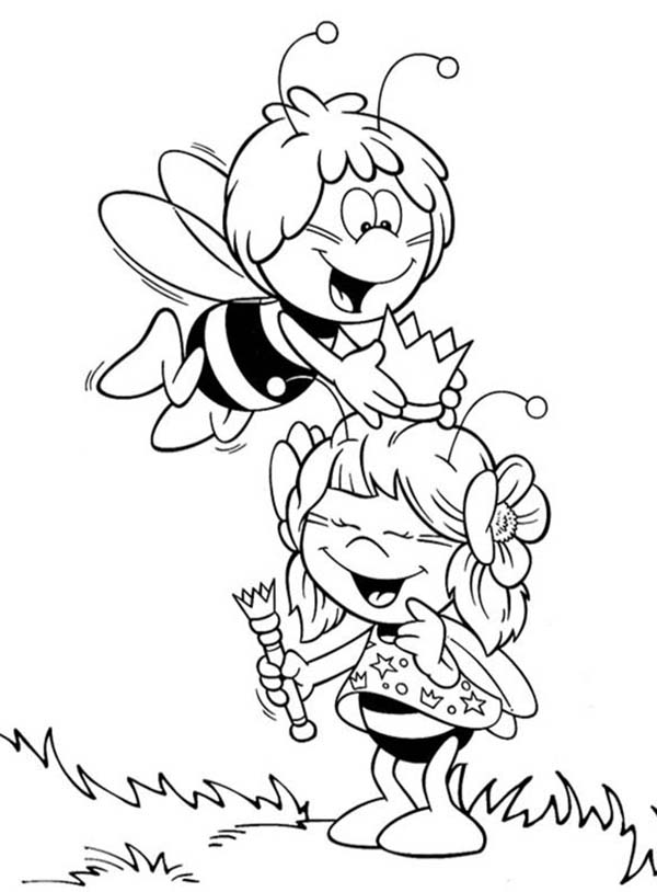 Maya The Bee Put A Crown To Her Friend Head Coloring Pages Batch 600x814 Maya The Bee Put A Crown To Her Friend Head Coloring Pages Batch