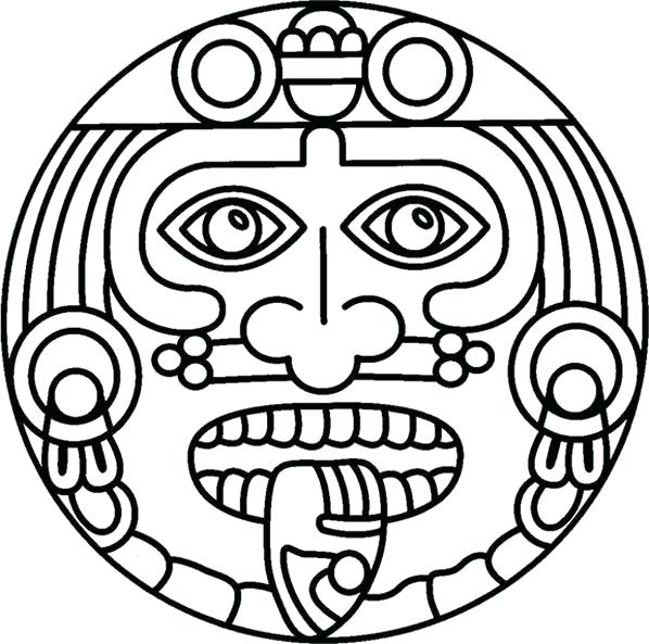 598x593 Coloring Book Sun Fiesta Mayo Free Mayan Calendar Coloring Page