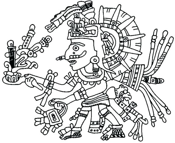 600x492 Free Mayan Calendar Coloring Page Pages Masks Colouring God Sheets