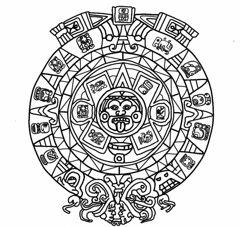 768x724 Mayan Calendar Coloring Page Copy