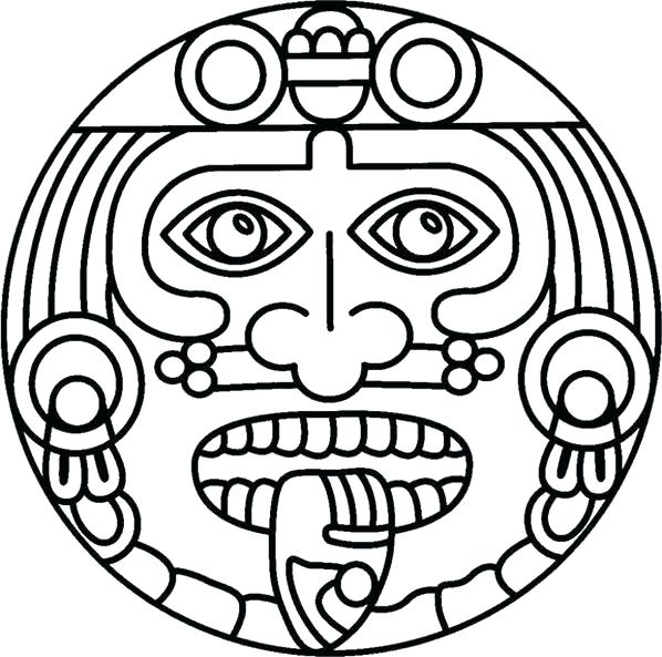 598x593 Mayan Coloring Pages Cottage Coloring Page Mayan Mask Coloring