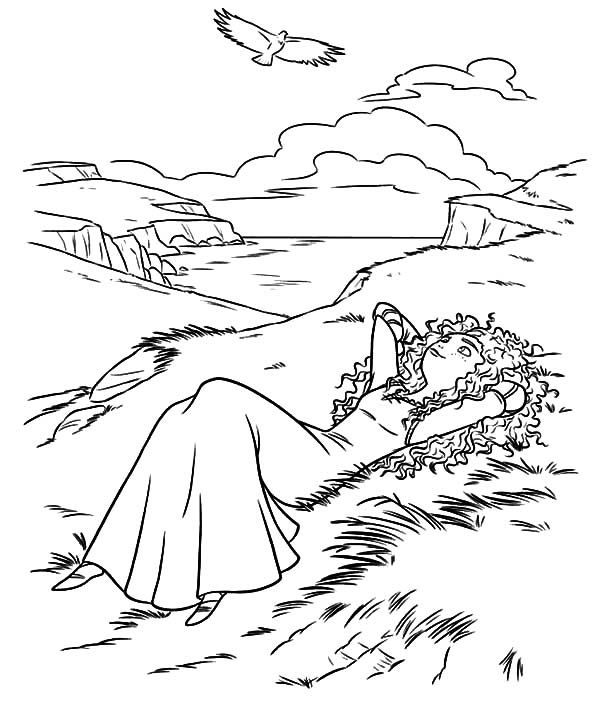 Brave Movie Merida Laying On The Meadow Coloring Pages In Meadow 600x709 Brave Movie Merida Laying On The Meadow Coloring Pages In Meadow
