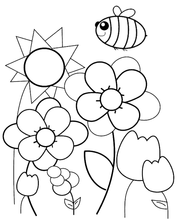 Spring, Meadow, Bee Coloring Page To Print Or Download For Free 600x740 Spring, Meadow, Bee Coloring Page To Print Or Download For Free