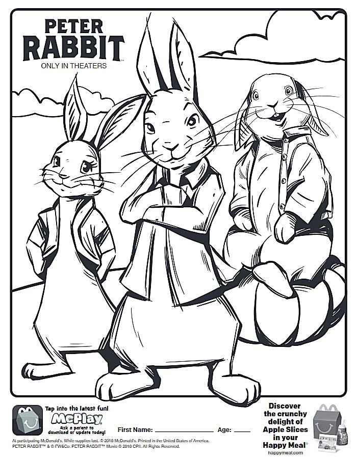 700x905 Here Is Happy Meal Peter Rabbit Movie Coloring Page! Click