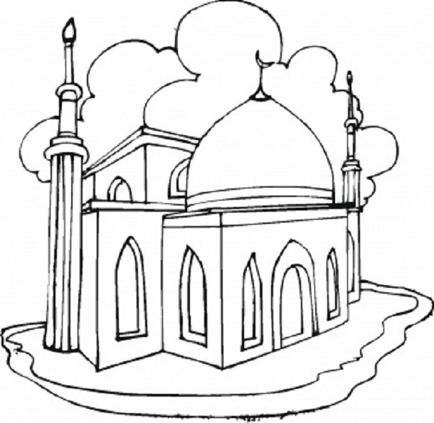 610x595 Mosque Coloring Pages