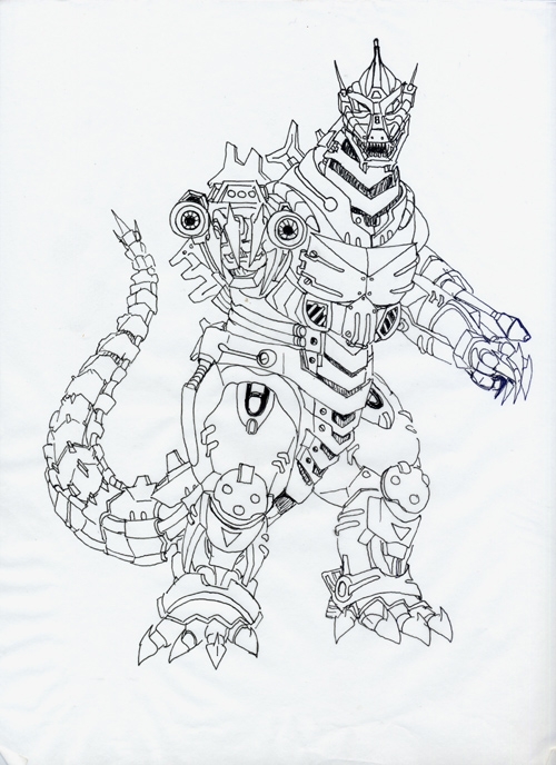 Mechagodzilla Coloring Pages 500x688 Mechagodzilla Coloring Pages