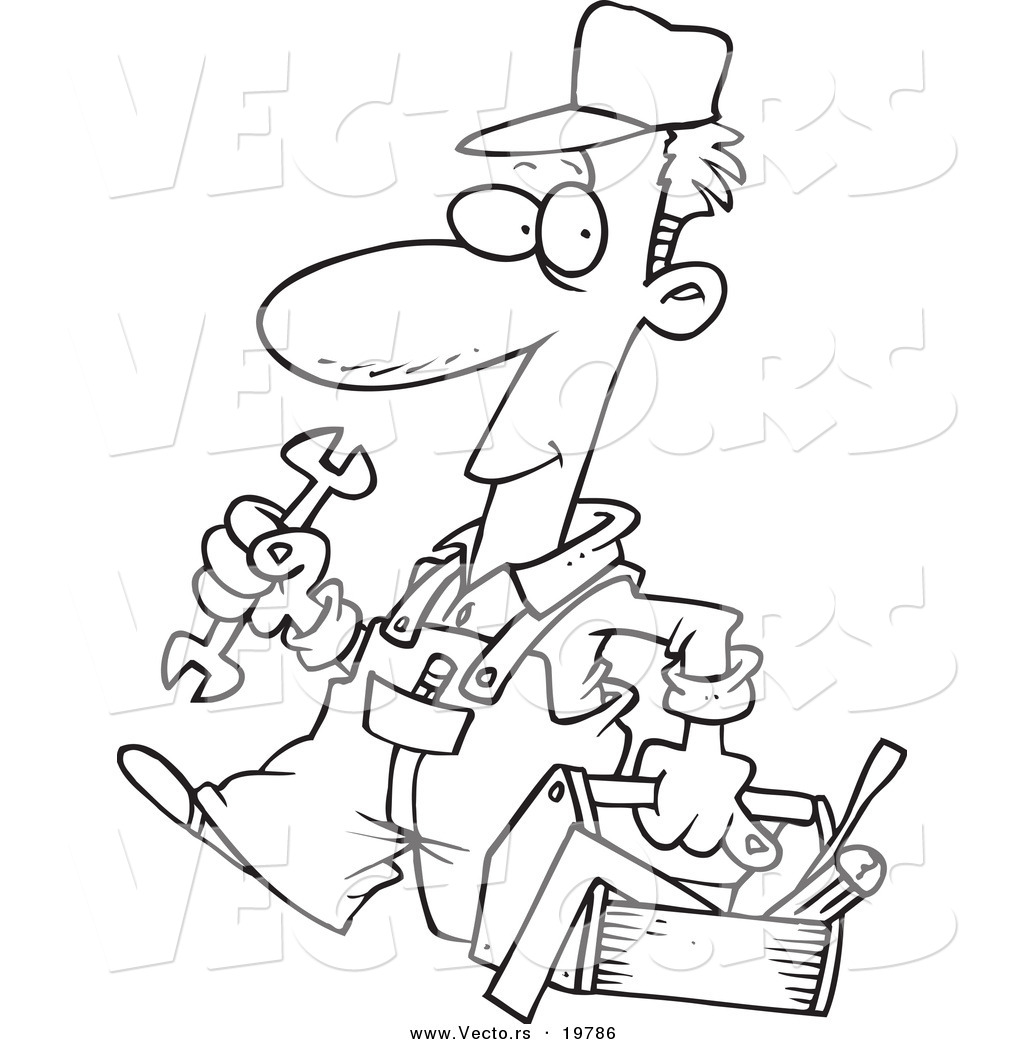 Vector Of A Cartoon Repair Man Carrying A Tool Box 1024x1044 Vector Of A Cartoon Repair Man Carrying A Tool Box