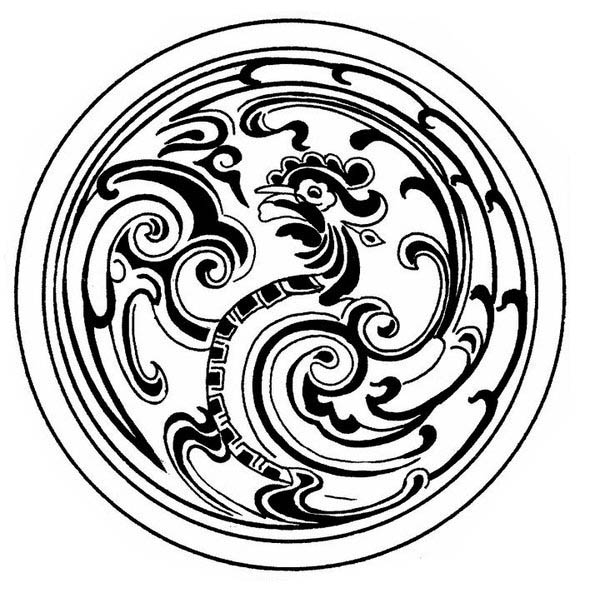 600x593 Medallion Mandala Hen Mosaic Coloring Page