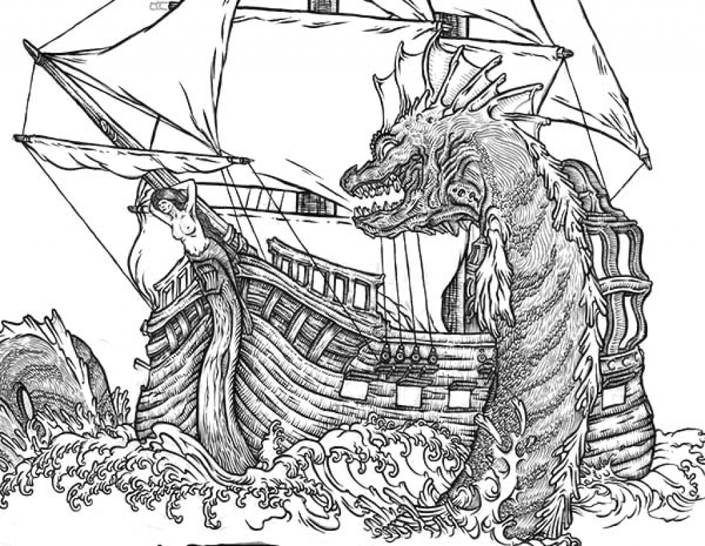 1024x794 Pretentious Medieval Coloring Pages Image Result For Sea Monster