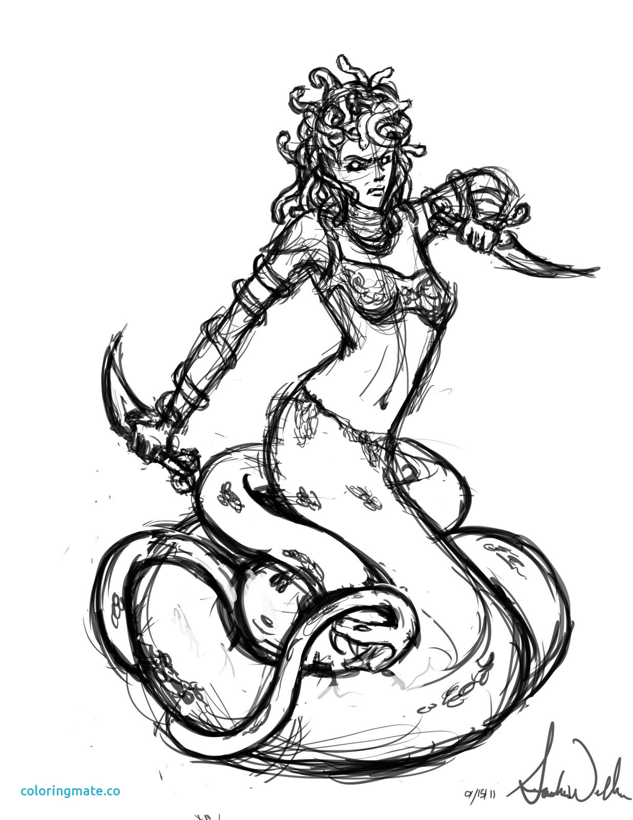 1236x1600 Medusa Coloring Page