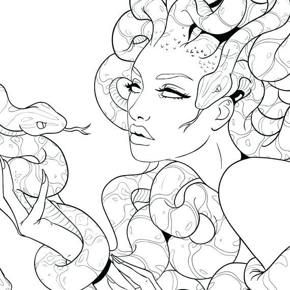 570x570 Printable Medusa Coloring Pages Adult Coloring Page Medusa Adult