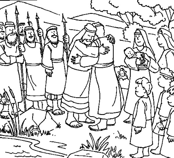 600x547 Jacob And Esau Finally Meet Again Coloring Page