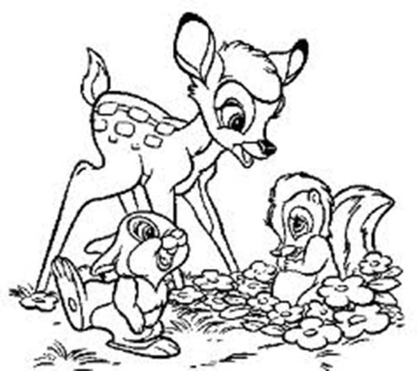 600x534 Bambi Meeting Her Friends In Disney Coloring Pages For Kids Bleupnr