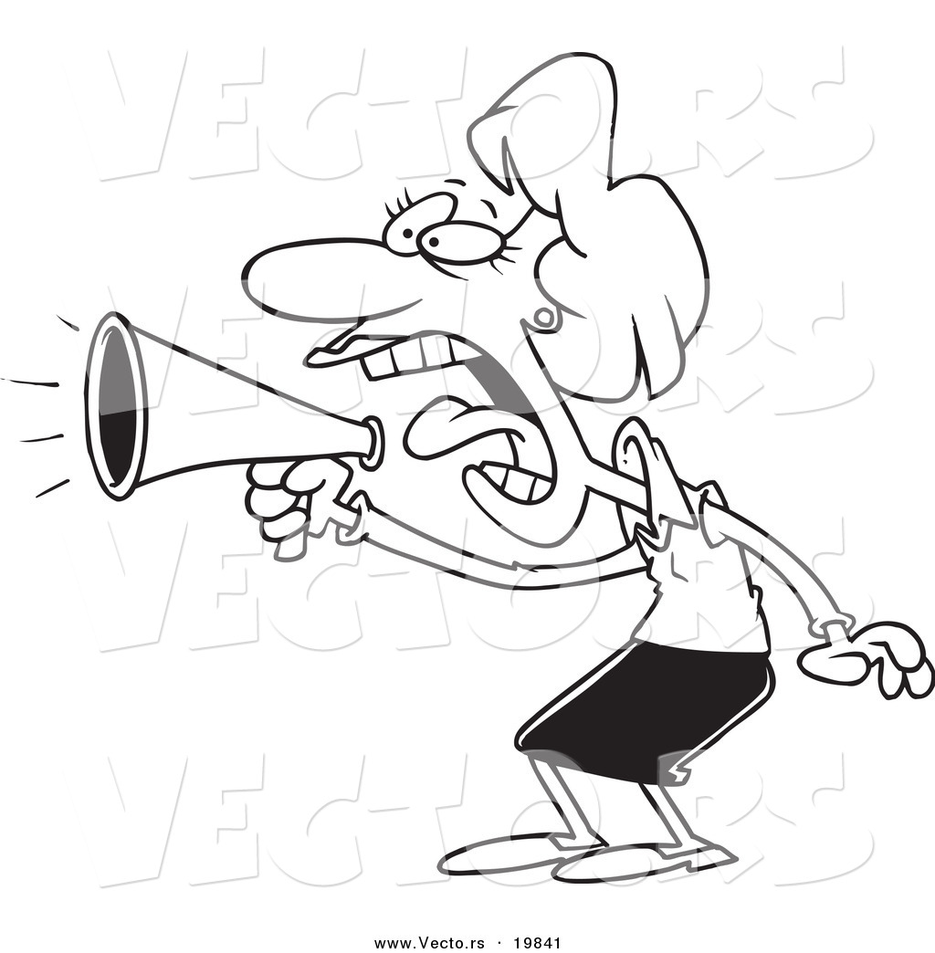 1024x1044 Vector Of A Cartoon Businesswoman Using A Megaphone