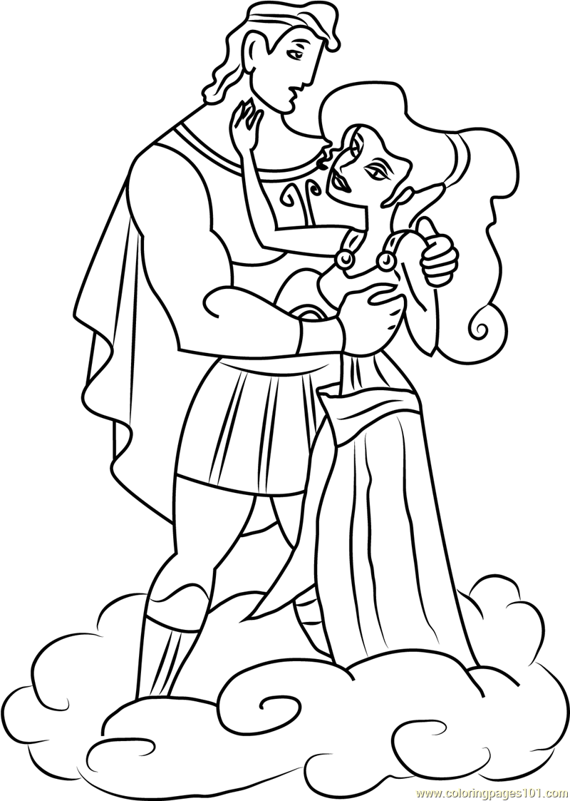 800x1123 Hercules And Megara Are In Love Coloring Page