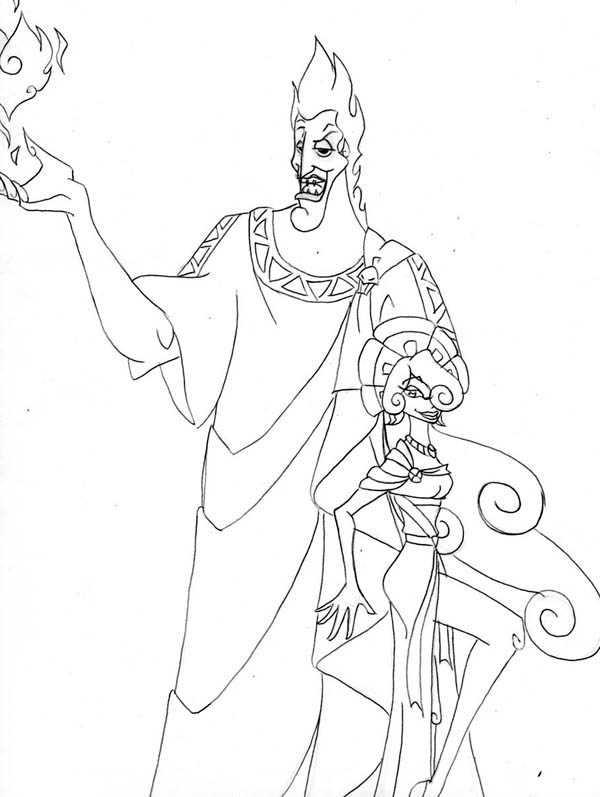 600x797 The King Of Underworld Hades And Megara Coloring Page