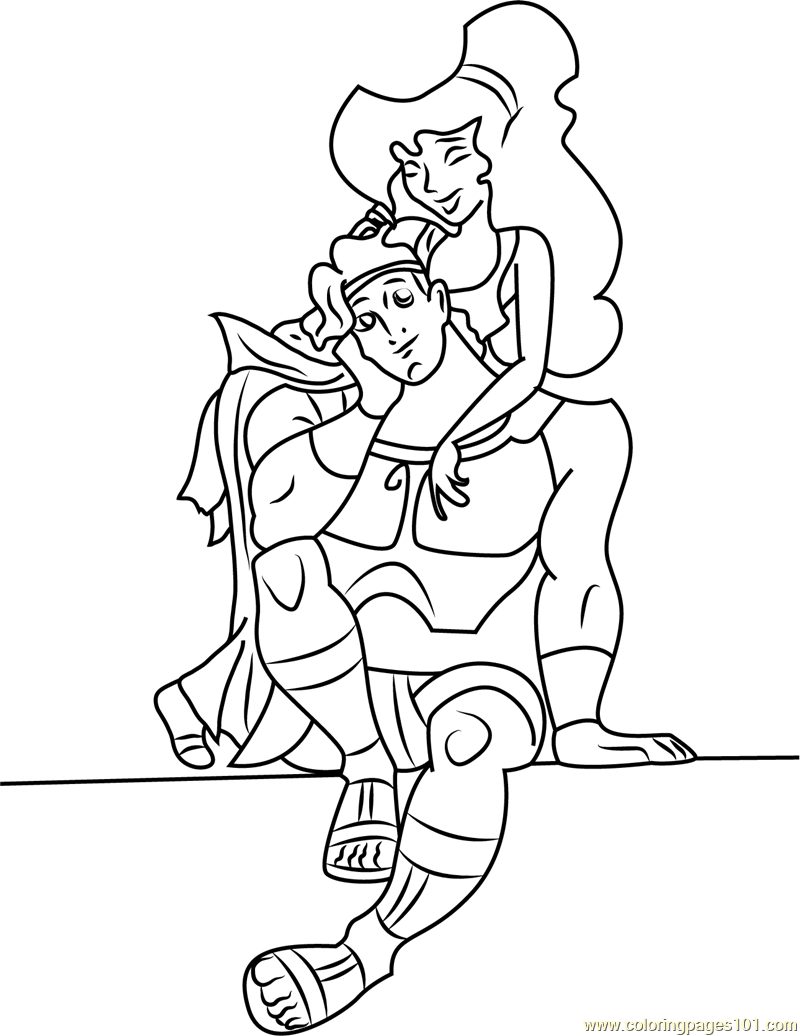 800x1036 Disney Couples Hercules And Megara Coloring Page