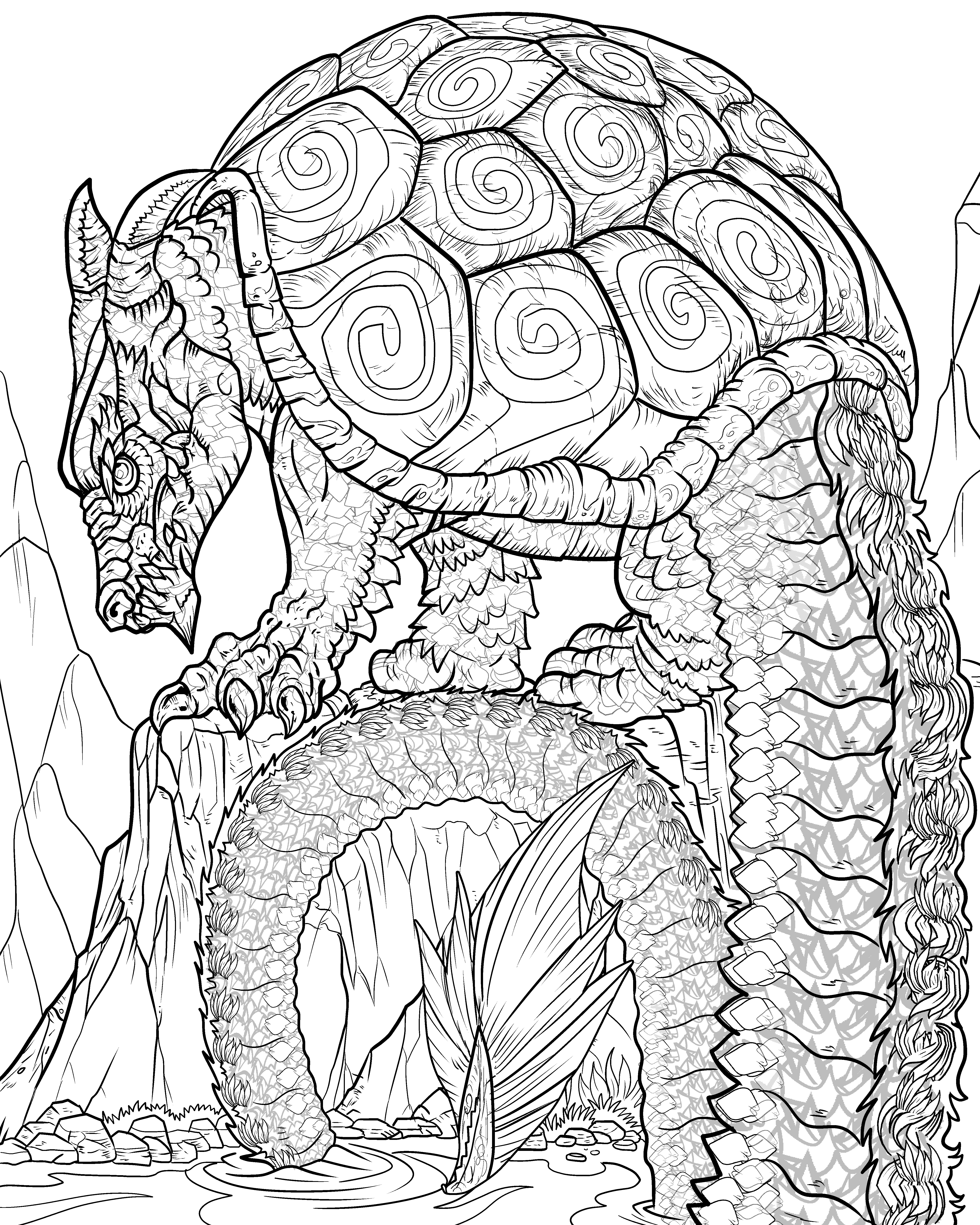 4800x6000 Dragon Life Adult Coloring Books Nathaniel Wake Publishing