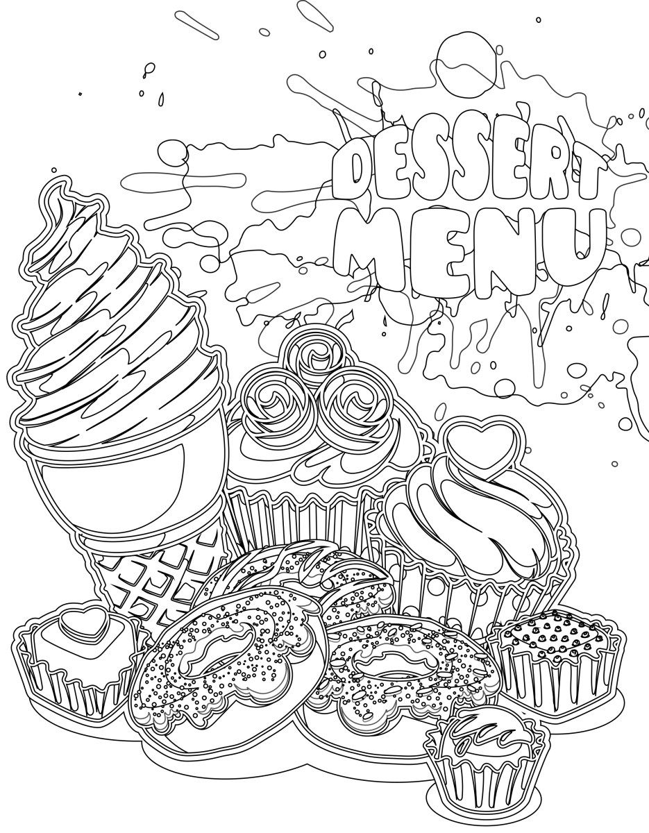 Coloriages Adulte Gratuit, Menu Dessert Adult Coloring 935x1200 Coloriages Adulte Gratuit, Menu Dessert Adult Coloring