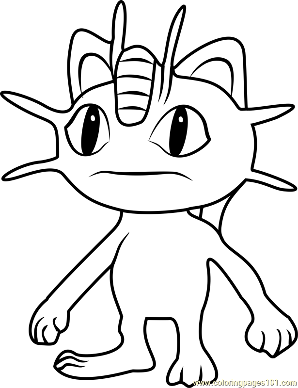 615x800 Meowth Pokemon Go Coloring Page