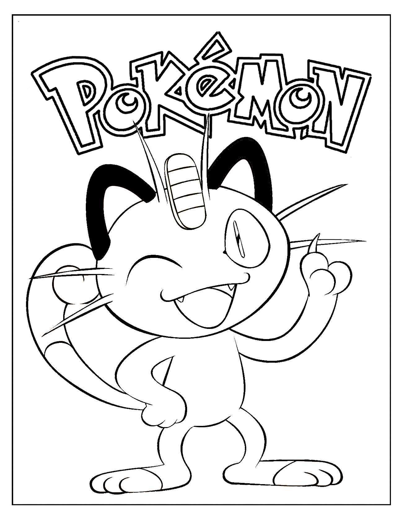 1301x1668 Meowth Pokemon Coloring Sheet Coloring Pages