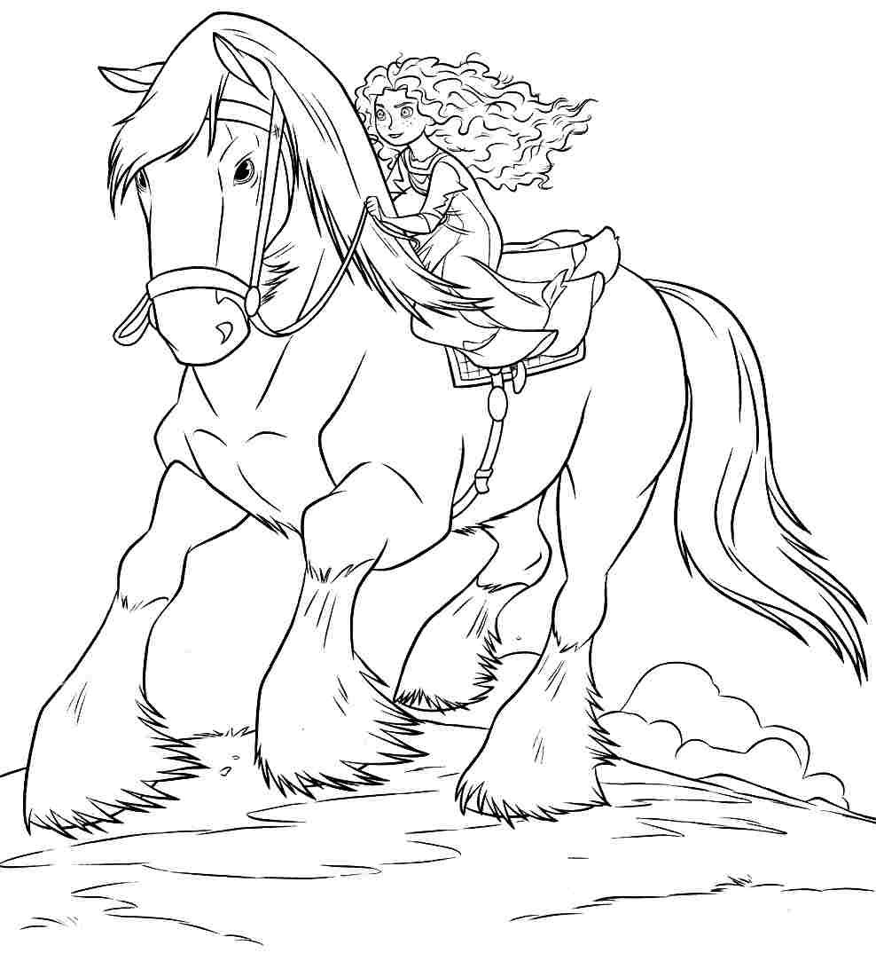 Coloring Brave Coloring Pages Merida Riding Angus With Disney 988x1074 Coloring Brave Coloring Pages Merida Riding Angus With Disney